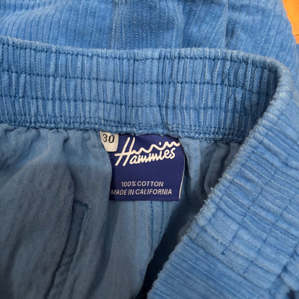 Hammies Sky Blue Corduroy Shorts Retro 70s High Waisted Cotton Size 30 - Picture 3 of 5